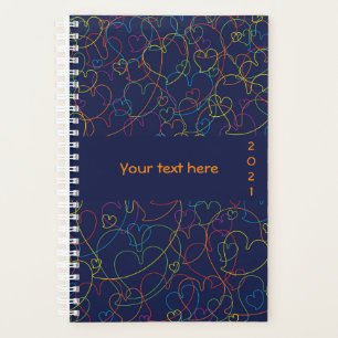 Colourful Hearts Pattern - Hearts Net Intense Blue Planner