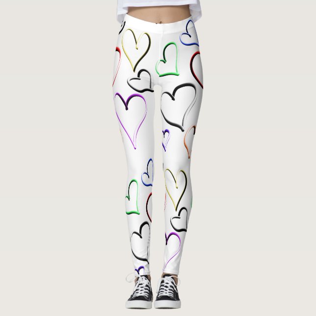 Colourful Hearts Pattern Leggings (Front)