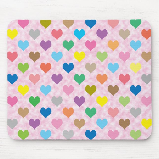 Colourful hearts pattern mouse pad (Front)