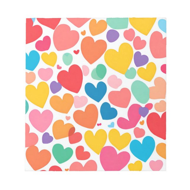 Colourful Hearts Pattern Notepad (Front)