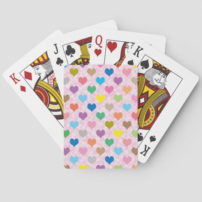 Colourful hearts pattern playing cards (Back)