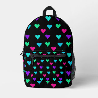 Colourful Hearts Pattern Printed Backpack