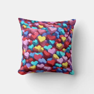 Colourful hearts pattern Throw Pillow