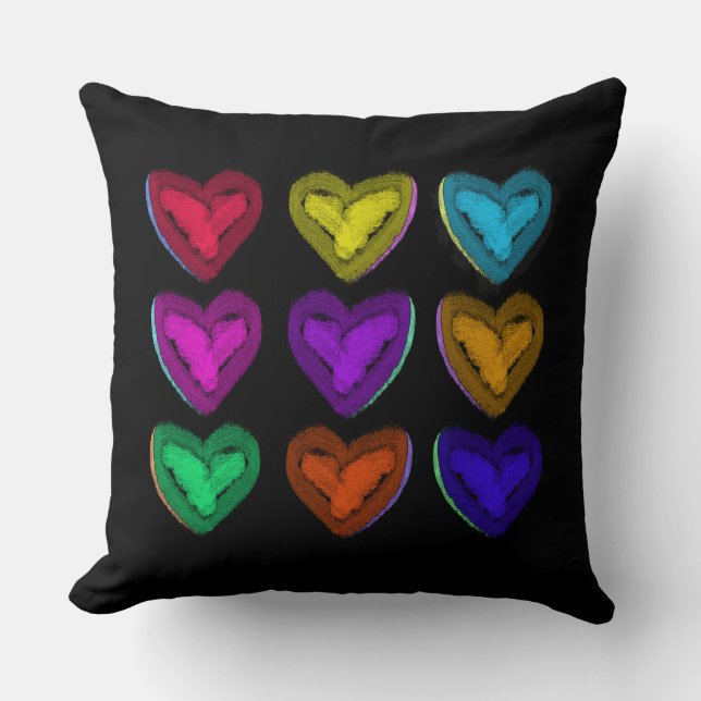 Colourful Hearts Pillow | You Customise (Front)