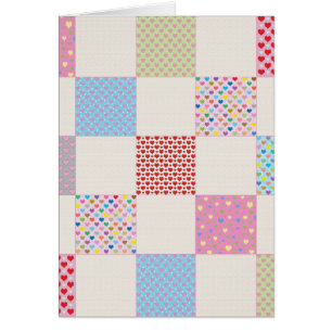 Colourful hearts quilt pattern