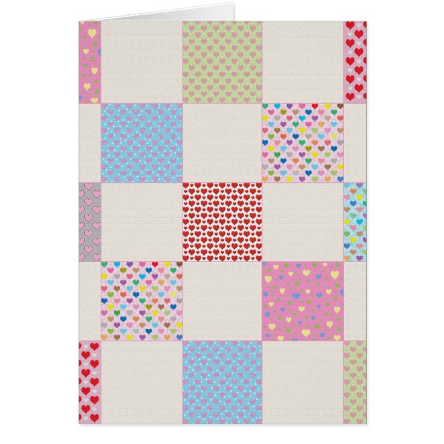 Colourful hearts quilt pattern (Front)