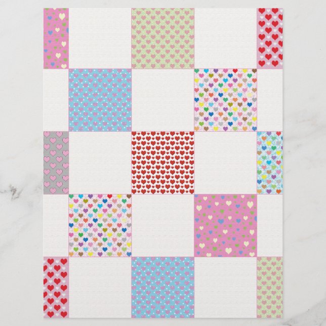 Colourful hearts quilt pattern (Front)