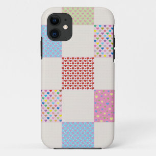 Colourful hearts quilt pattern iPhone 11 case
