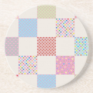 Colourful hearts quilt pattern coaster