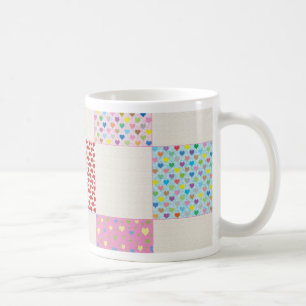 Colourful hearts quilt pattern coffee mug