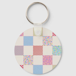 Colourful hearts quilt pattern key ring
