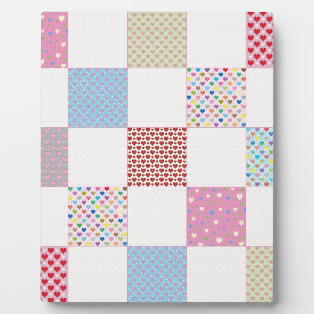 Colourful hearts quilt pattern plaque (Front)