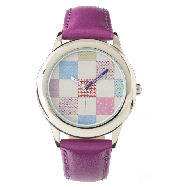 Colourful hearts quilt pattern watch (Front)