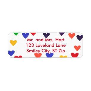 Colourful Hearts Return Address Labels