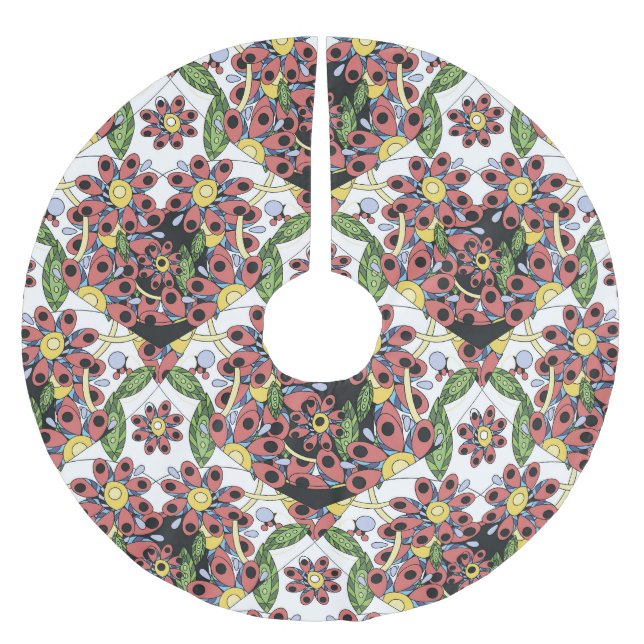 Colourful Hearts, Seamless Romantic Pattern. Brushed Polyester Tree Skirt (Front)