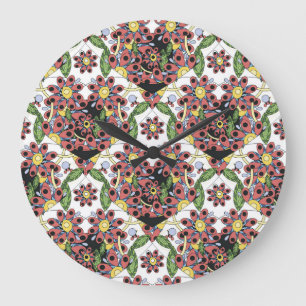 Colourful Hearts, Seamless Romantic Pattern. Large Clock