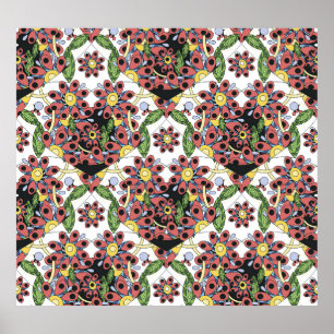 Colourful Hearts, Seamless Romantic Pattern. Poster