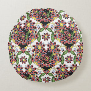 Colourful Hearts, Seamless Romantic Pattern. Round Cushion