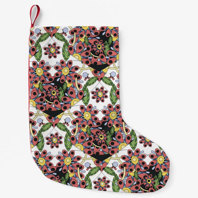 Colourful Hearts, Seamless Romantic Pattern. Small Christmas Stocking (Front)