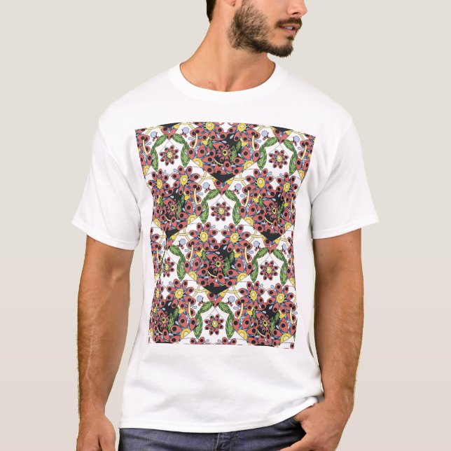 Colourful Hearts, Seamless Romantic Pattern. T-Shirt (Front)