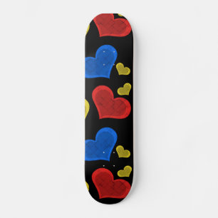 Colourful Hearts Skateboard