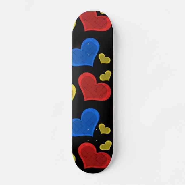 Colourful Hearts Skateboard (Front)
