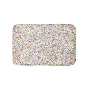 Colourful Hearts Splatter Paint, Abstract Bath Mat