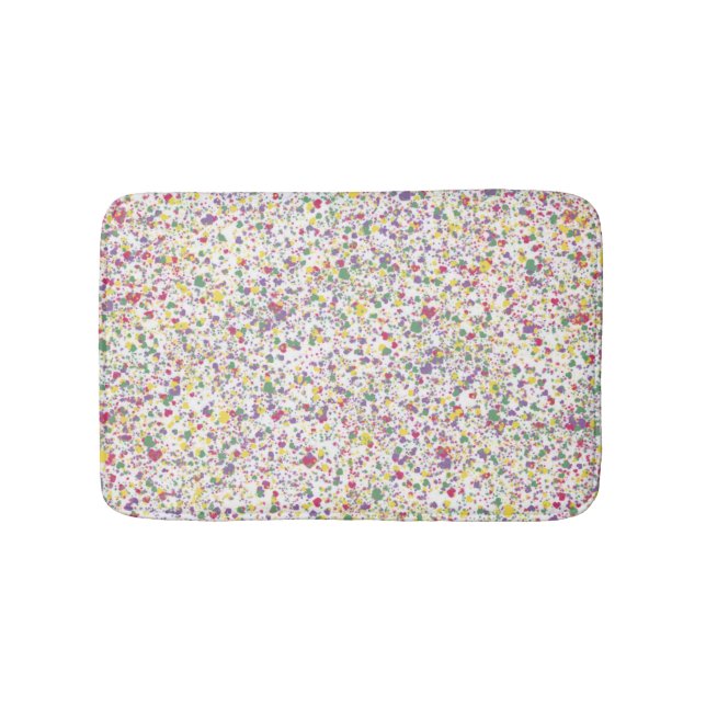 Colourful Hearts Splatter Paint, Abstract Bath Mat (Front)