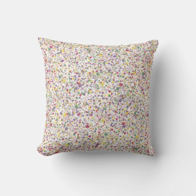 Colourful Hearts Splatter Paint, Speckled Cushion (Front)