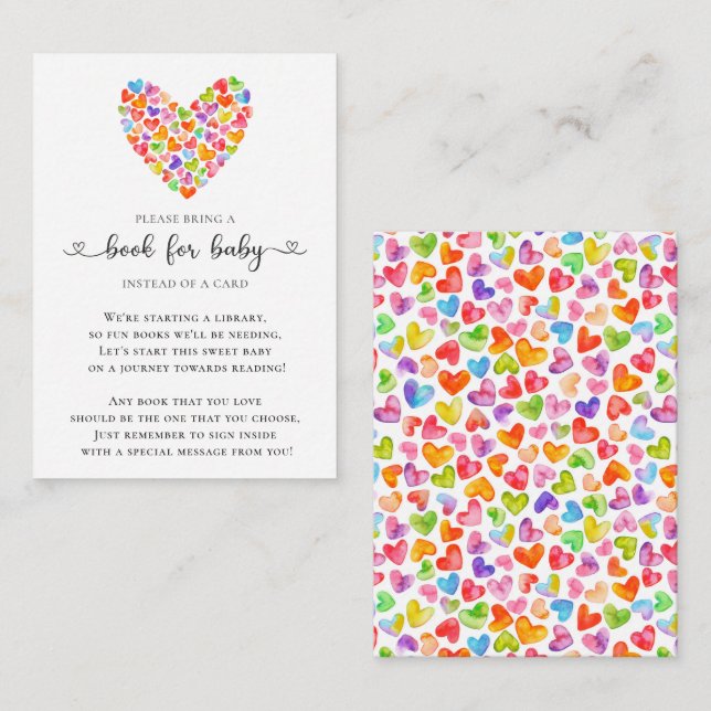 Colourful Hearts Sweetheart Shower Book for Baby  Enclosure Card (Front/Back)