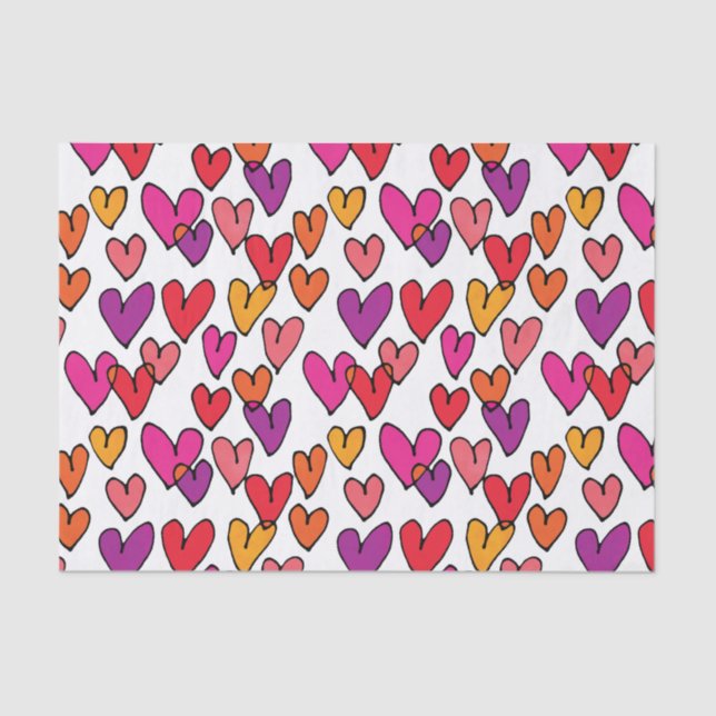 Colourful Hearts Tissue Paper (Front)