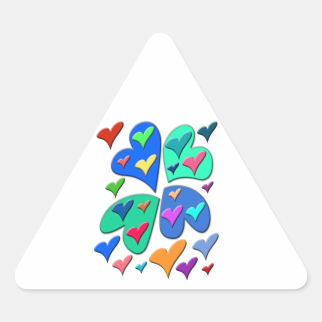 Colourful Hearts Triangle Sticker (Front)