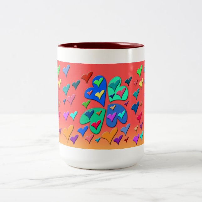 Colourful Hearts Two-Tone Coffee Mug (Center)
