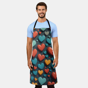 Colourful hearts, Valentine art Apron