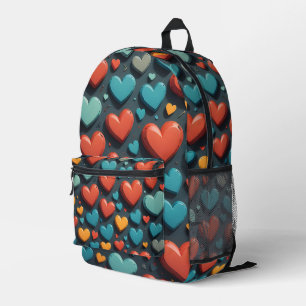 Colourful hearts, Valentine art  Printed Backpack