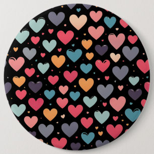 Colourful hearts valentine's day 6 cm round badge