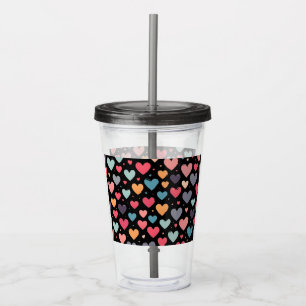 Colourful hearts valentine's day  acrylic tumbler