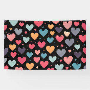 Colourful hearts valentine's day  banner