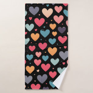 Colourful hearts valentine's day bath towel