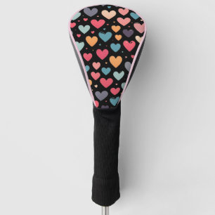 Colourful hearts valentine's day golf head cover