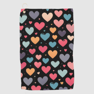 Colourful hearts valentine's day golf towel