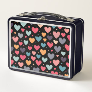 Colourful hearts valentine's day metal lunch box