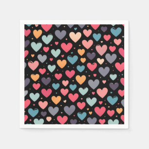 Colourful hearts valentine's day napkin