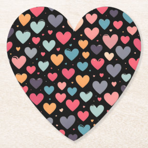 Colourful hearts valentine's day  paper coaster