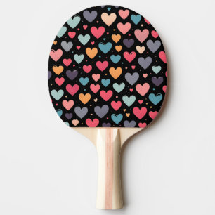 Colourful hearts valentine's day ping pong paddle