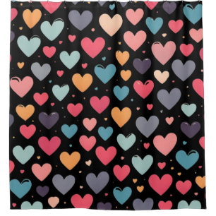 Colourful hearts valentine's day  shower curtain
