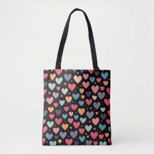 Colourful hearts valentine's day tote bag