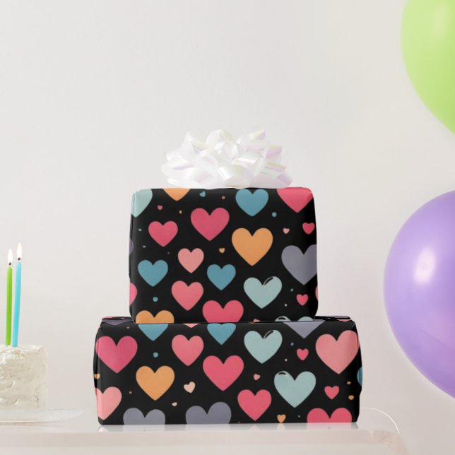 Colourful hearts valentine's day  wrapping paper (Party Gifts)