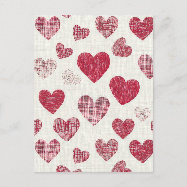 Colourful Hearts  Valentine's Greeting Postcard (Front)