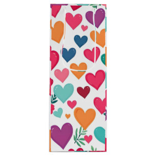 Colourful hearts wine gift bag